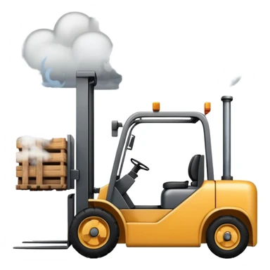 ugly, broken forklift with clouds of smoke after the explosion sticker