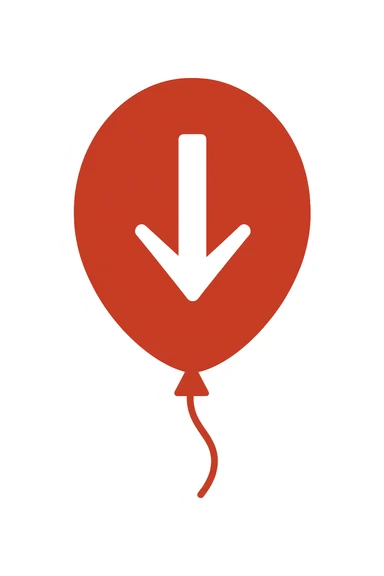 palloncino rosso con freccia in giù  sticker