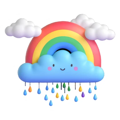 a small cloud with a light drizzle, but a rainbow emerging, representing sadness mixed with hope and tranquility sticker
