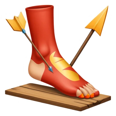 tavolo con freccia verso un piede sticker