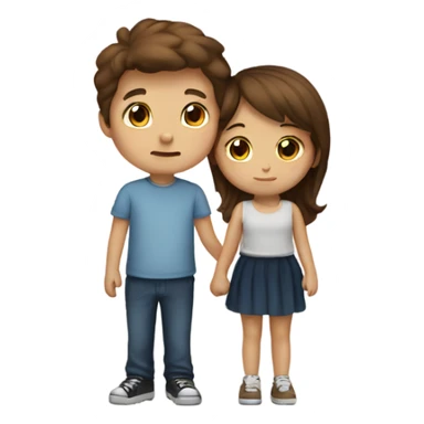 brown haired boy and brown haired girl kissing sticker