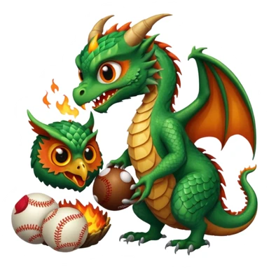 A dragon eating an owl with baseballs sticker