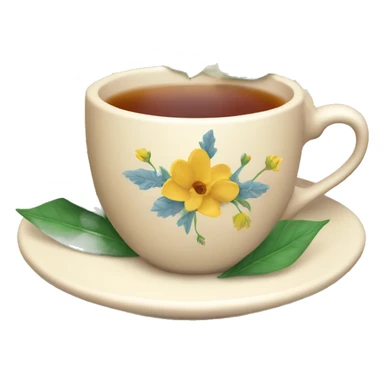 Cup of tea with flowers and leaves sticker