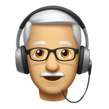 older interpreter with headphones sticker