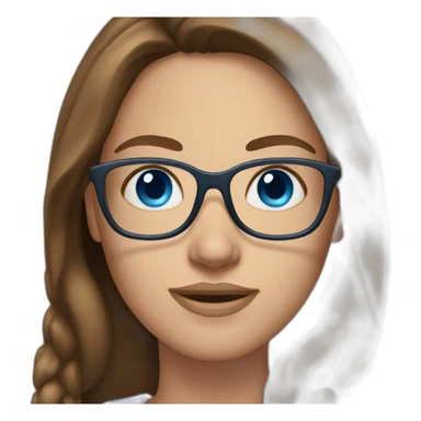 Women,long brown hair, blue eyes, glasses sticker