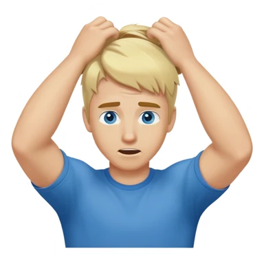 Blonde haired blue eyed man pulling his hair out sticker