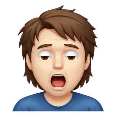 Weak man with disheveled hair yawning sticker