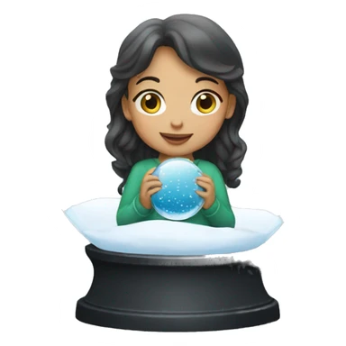 a girl with a snow globe sticker