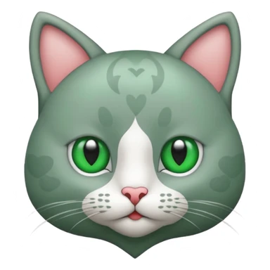 Un gato con corazón en los ojos de color verde sticker