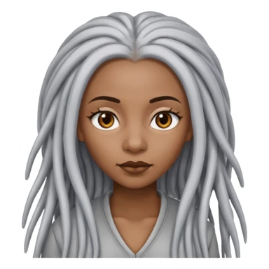 black woman with grey eyes with long silver dreadlocs sticker