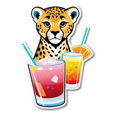 Cheetah with cocktails  sticker