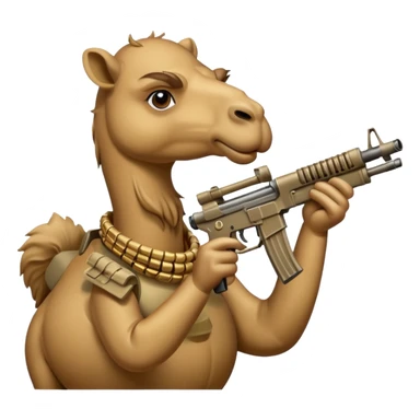 Camel with machine gun sticker