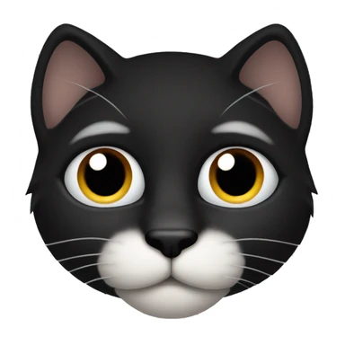 fluffy black cat nose half white sticker