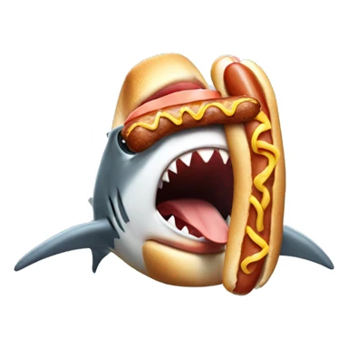 Sad shark eating a hot dog sticker