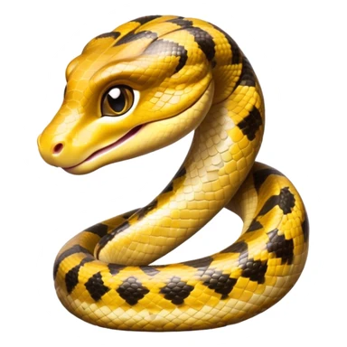 cinematic-cute-anaconda-portrait-emoji,-head-tilted-playfully-and-inquisitively,-with-a-sleek,-shimmering-body-adorned-with-detailed-scale-sriped patterns-and-round,-sparkling-eyes-full-of-wonder,-simplified-yet-irresistibly-adorable-features sticker