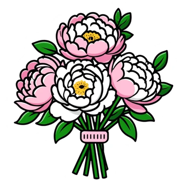 A peony flower bouquet with pink and white flowers sticker