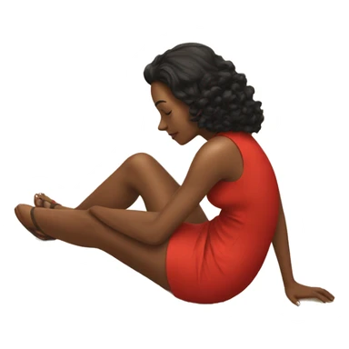 women on the floor in red dress sticker