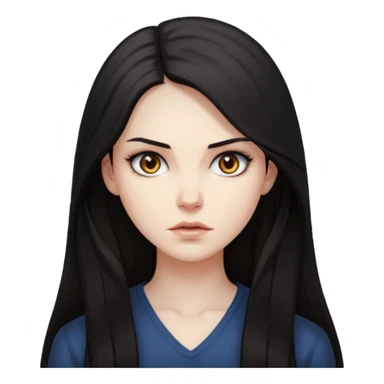 Mysterious, intense stare, hard to read but magnetic. woman long hair
more dinamic emoji  sticker