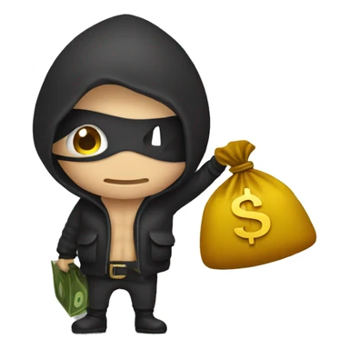 Thief with money bag sticker
