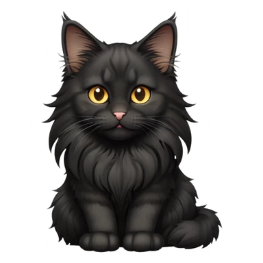 cinematic-cute black-maine-coon-cat-portrait-emoji,-head-tilted-playfully-and-inquisitively,-sleek--black-fur,-simplified-yet-adorable-features,-highly-detailed,-glowing-with-a-warm,-friendly-glow  sticker