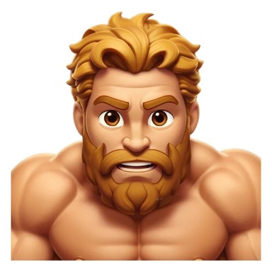 Cinematic Realistic Hercules Portrait, head tilted dramatically with an exaggeratedly amused expression, featuring a bold yet playful demeanor. His rugged, muscular form and finely detailed classical garb are rendered with dynamic lighting and robust textures, conveying a rare moment of lighthearted mirth from a timeless legend. sticker