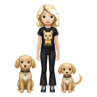 10 year old girl wearing flares black leggings and and a t-shirt that says " Free pets for lifee 💓" and her hair is blonde Wavy sticker