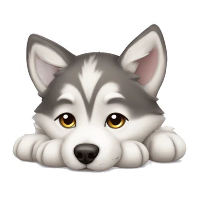 Cute little husky puppy wanting to nap sticker