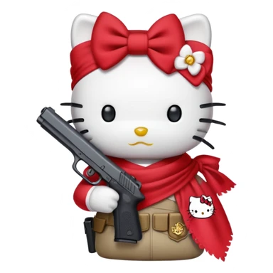 Hello kitty with a Glock and red bandanna  sticker