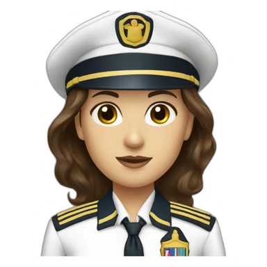 female boat captain brunette white uniform sticker