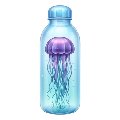 sea jellyfish stuck leg in plastic bottle sticker