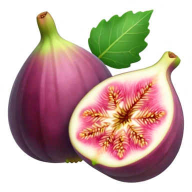 Please create a emoji of a cross-section of a fig with a small leaf sticker