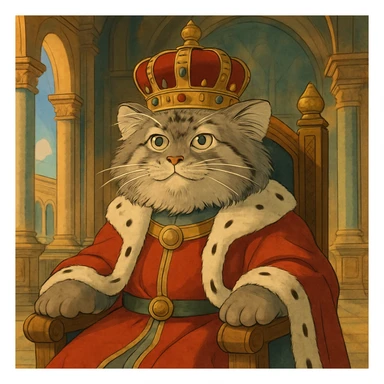 pallas cat in a palace dressed as a king sticker