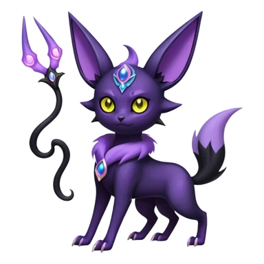 Shiny Exotic Badass Magical Ethereal Royal Mysterious Gothic Noibat-Espeon-Umbreon-Pokémon-Fakémon-hybrid-creature (full body) with horns sticker