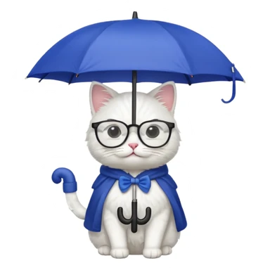 white cat with umbrella and glasses sticker