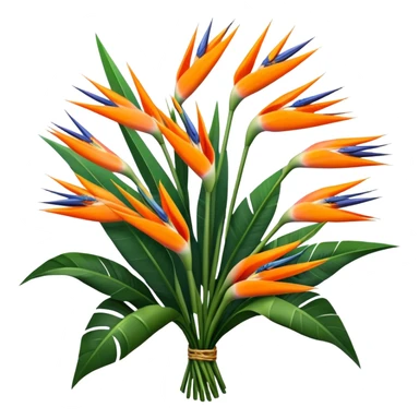 luxuriant, big bouquet Strelitzia Reginae, stem, leaf sticker