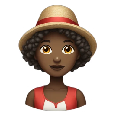 A dark-skinned girl with short, curly hair and wearing a Russian hat   sticker