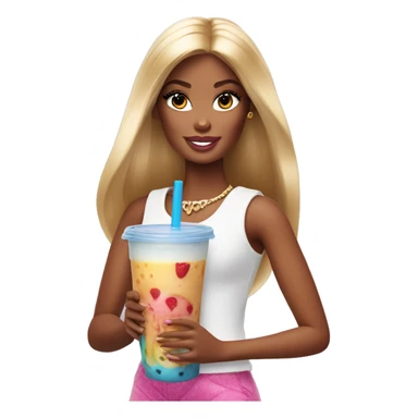 barbie girl holding a smoothie sticker
