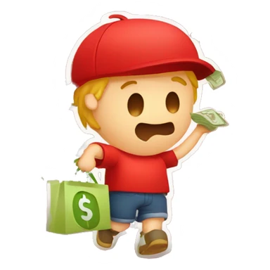 zomato logo red t shir boy with money rain sticker
