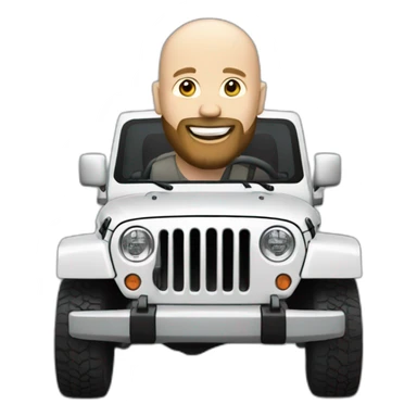 white bald man with beard riding grey Jeep jk sticker