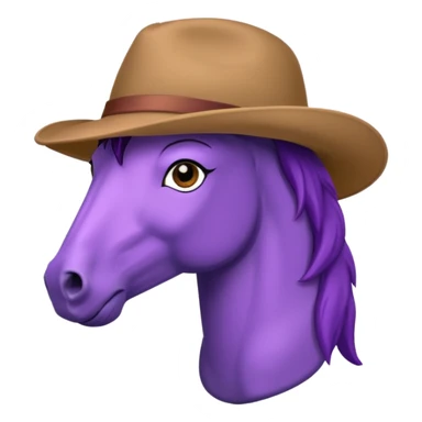 purple horse with brown hat sticker