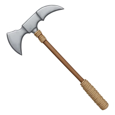 ancient Egyptian symmetric pickaxe with wooden handle and stone head lashed with rope, primitive tool sticker