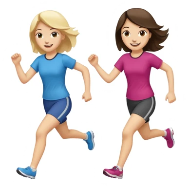 I want 2 women holding hands running in same direction, one is brunette, one is blonde sticker