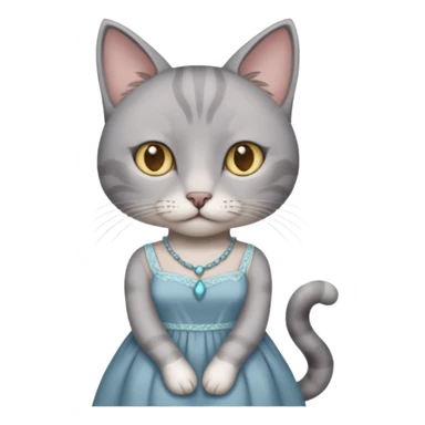 Gray cat with calm eyes, half body, 2 string dress sticker