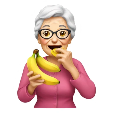 Grandma eating 3 bananas sticker