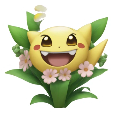 smiling pokemon with flowers sticker