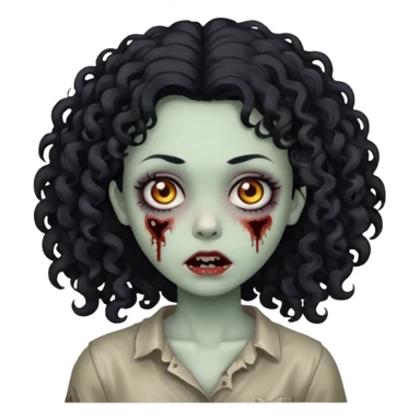 Zombi girl curly hair sticker