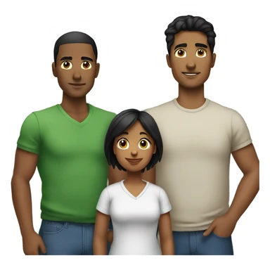 young father mother father, with black hair with 2 boy sticker