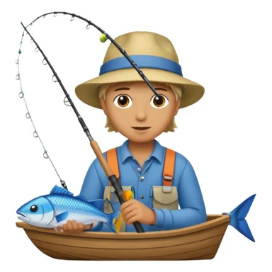 Someone fishing a fish on a boat. sticker