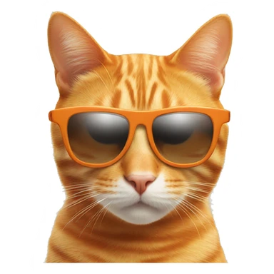orange cat with sunglasses on beach sticker