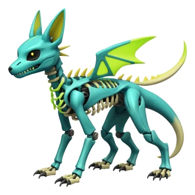 futuristic neon-vibrant-glowing-shiny-lime-green Skeleton-Cyborg-Manectric-Electrike-Salandit-Cubone-Umbreon-Marowak-Draco-Fakémon-hybrid-creature (full body), 4 legs sticker